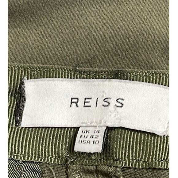 REISS HIGH-RISE WIDE-LEG  CROP OLIVE GREEN PANTS SIZE 10 - Picture 6 of 8